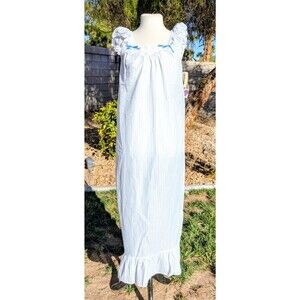 Vintage Jennifer Dale USA Made Sky Nightgown Dress Lace Trim Ruffle Hem Sz 5 NOS